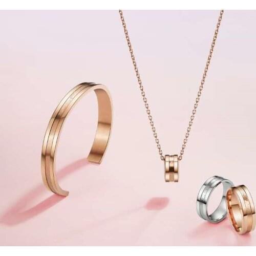 New fashion titanium steel couple silver rose gold original DW necklace clavicle chain female necklace ring bracelet jewelry