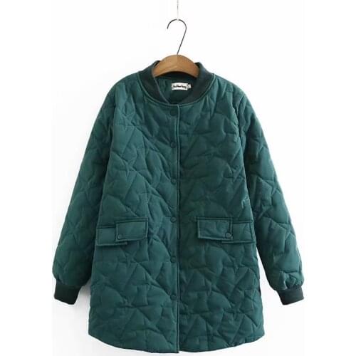 New 2021Womens Oversize Winter Cotton Padded Jacket Loose Quilted Rib Collar and Cuff Polyfill Long Coat Big Size 2XL 3XL 4XL
