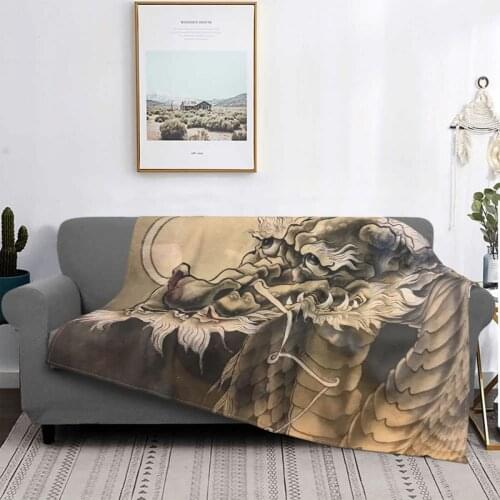 Dragons Animal Blanket Fleece Decoration Legend Chinese Anime Portable Soft Throw Blankets for Sofa Couch Quilt