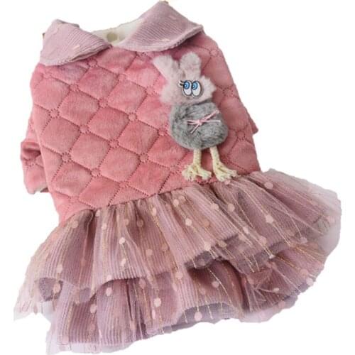 Autumn Winter Pet Dog Princess Dress Lace Mesh Doll Collar Wedding Skirts Cute Pink Tutu Skirt for Small Dogs Cats Pet Clothes