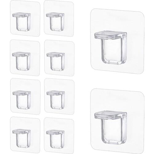 Pcs Shelf Support Adhesive Peg Plastic Closet Cabinet Shelf Holder Clips Punchfree Wall Hanger Kitchen Bathroom feasible