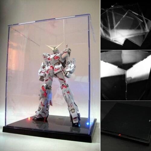 Clear Acrylic Display Box Dustproof Protection Model Show Case With LED Lights Drop Ship 10166