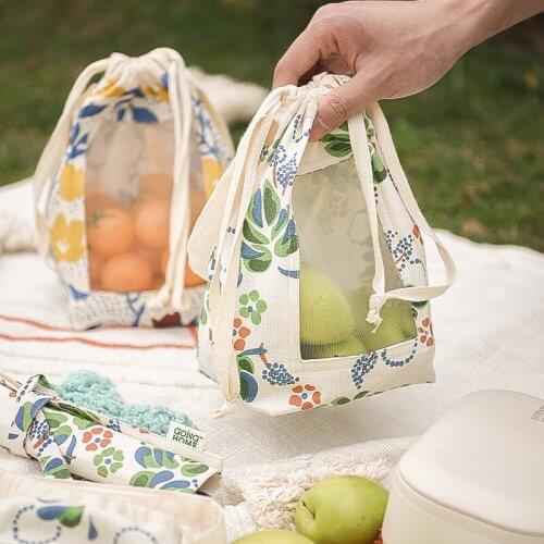 Translucent Net Pocket Hanging Bag Kitchen Red Bean Soybean Pepper Garlic Potato Storage Cloth Bag Outing Fruit Storage