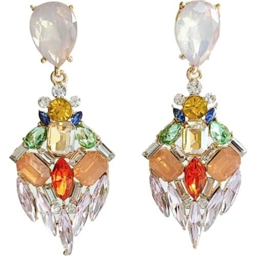 Luxury Irregular Rhinestone Crystal Earrings Long Dangle Drop for Women Bride Wedding Jewelry Gift