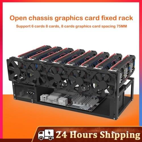 Steel Open Air Miner Mining Frame Rig Case Up to 8 GPU for Crypto Coin Currency Bitcoin Mining