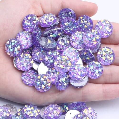 Resin Flatback Rhinestone 14mm 100pcs AB Colors With 2 Holes DIY Crafts Jewelry Making Sew On Wedding Garment Shoes Decorations