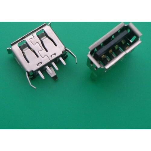A Type Flat Angle (180 Degree) Female USB PCB Connector Socket, USB Jack Plug 3 legs+4 pin