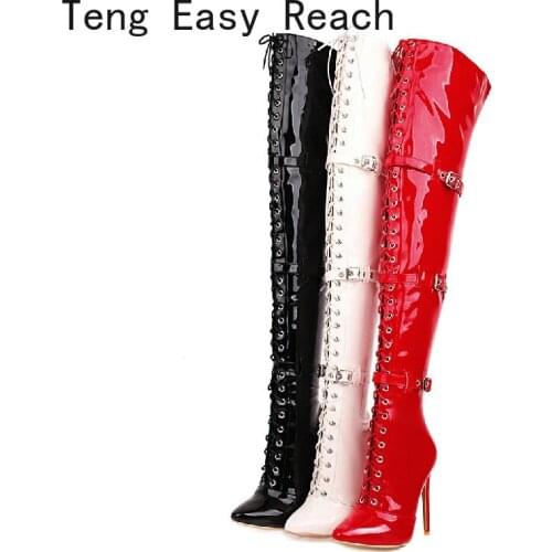 Women Sexy Thigh High Boots for Women Pointed Toe belt buckle Stiletto Over the Knee High Boots Winter New Long Boots Black 2021