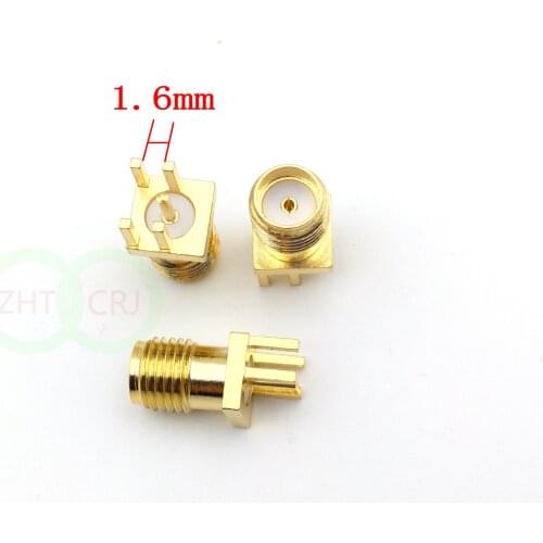 Gold SMA female nut bulkhead solder deck PCB clip edge mount RF connector New