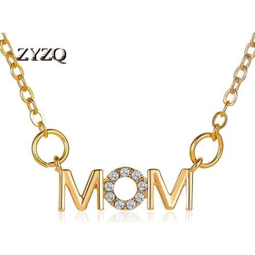 ZYZQ MOM Mothers Day Necklace Simple Wild English Alphabet Necklace Mom Pendant Clavicle Chain Creative Holiday Gift