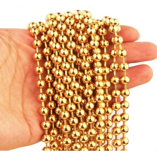 1.5/2/3/4/5/6/8/10/12MM Charming Stainless Steel Gold Color Mens Unisex Necklace Or Bracelet Jewelry Wholesale Beads Ball Chain