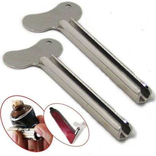 2pcs Stainless Steel Toothpaste Squeezer Bathroom Accessories Facial Cleanser Toothpaste Tube Rolling Press Squeezer Dispenser
