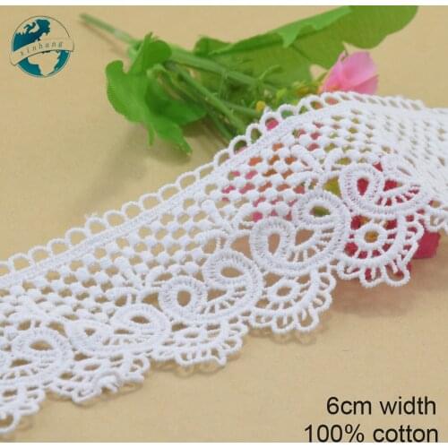 3yards 6cm white 100% cotton embroidery lace french lace ribbon fabric guipure diy trims warp knitting sewing Accessories#4061