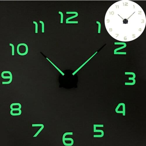 3D DIY Luminous Wall Clocks Large Clock Watch Horloge Acrylic Mirror Stickers Quartz Duvar Saat Klock Modern Mute Wall Clock