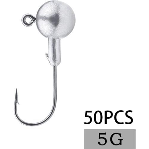 50pcs/lot 5g Barbed Lead jig head fishing hook set Winter sea fishing for soft Accessories bait connector lead head hook jighead