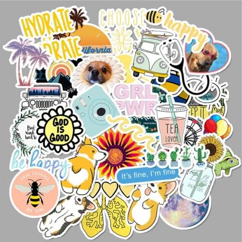 50 PCS Cartoon Yellow VSCO Girl Stickers For Chidren Toy Waterproof Sticker to DIY Suitcase Laptop Bicycle Helmet Car Decals
