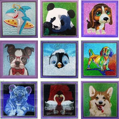 5D DIY Diamond Painting by Number Kits for Kids Cartoon Crystal Rhinestone Diamond Embroidery Paintings Pictures Arts Craft