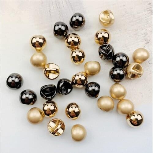 6pcs 9mm Metal Round Beads Button Decorative DIY Sewing Clothes Pearl Shank Gold Black Buttons for Garments Shirts Accessories