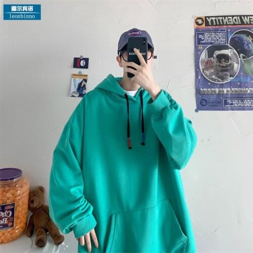 #7084 Green Blue White Red Solid Hoodies Sweatshirt Tops Pullovers Men Casual Loose Spring Autumn Coat Top Clothes Hoodie