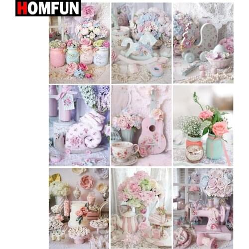 HOMFUN 5D Diy Diamond Painting Cross Stitch "Vase art landscape" Home Decor Full Rhinestones Inlay Diamond Embroidery