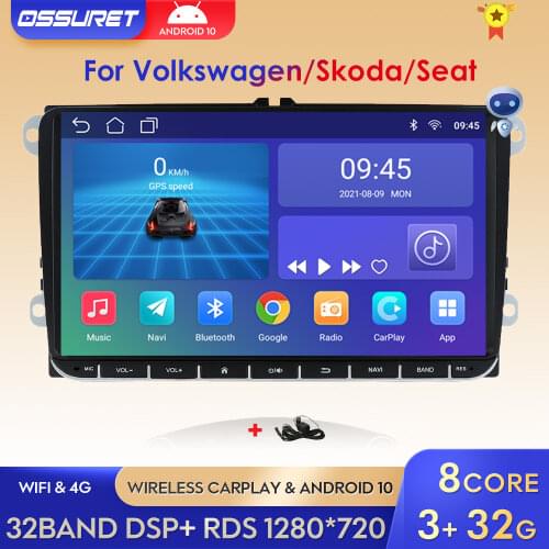 Car Android 10 2 Din radio GPS multimedia for Volkswagen Skoda Octavia golf 5 6 touran passat B6 polo tiguan yeti rapid Bora