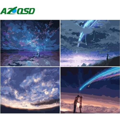 AZQSD Oil Painting By Numbers Landscape DIY Decor For Home Pictures By Numbers Canvas Starry Sky 40x50cm Handpainted Gift