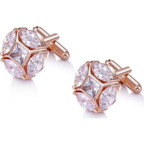 WEIMANJINGDIAN Brand New Arrival High Quality 3A Marquise Cut Cubic Zirconia CZ Crystal Round CuffLinks for Men