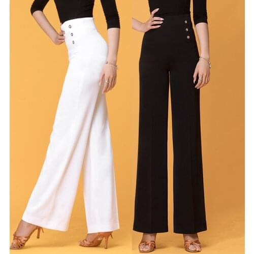 Latin Dance Pants Women High Waist Wide Leg Trousers Flamengo Salsa Tango Samba Dancing Clothes Ballroom Practice Wear DN4604