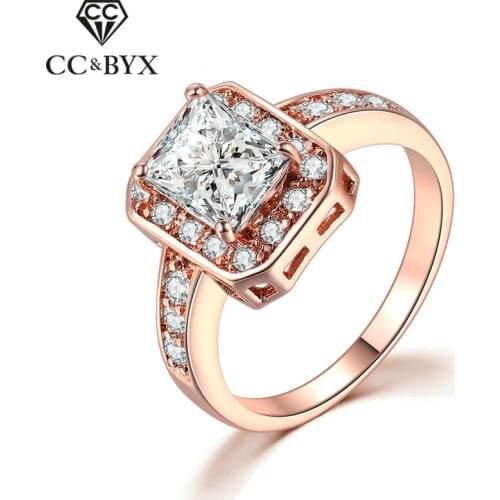 CC Classic Jewelry Rings For Women Rectangle Cubic Zirconia Ladies Ring Bridal Wedding Engagement Bijoux Drop Shipping CC1556