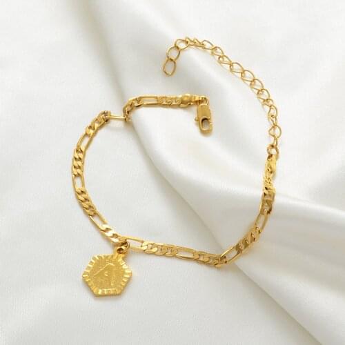 Length 22cm + 10cm Extender Chain/Gold Color Initial Letters Anklet for Women Fashion Alphabet Jewelry Gifts #J0101