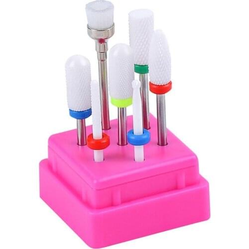 7/10 Holes Nail Drill Bit Box Holder Sanding Head Display Stand Storage Rack