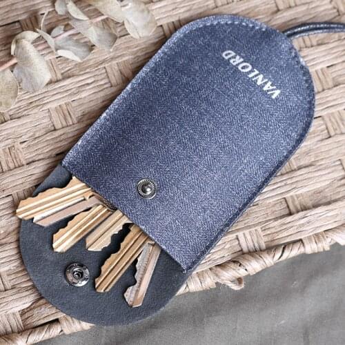 Denim ultra thin pull key bag men fashion individual creativity Korean mini car general key bag women