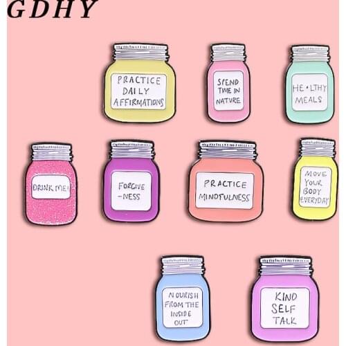 GDHY Style 9 DRINK ME! cute Drift Drink Pill Bottle Brooch FOR GIVE-NESS,KIND SELF TALK Bubble Enamel Pin Backpack Bag Gift