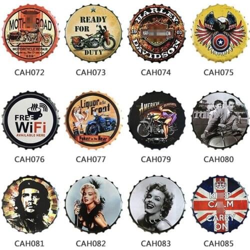 Retro industrial beer bottle cap restaurant wall decor bar barbecue creative wall hanging metal painting Nordic baby dish CL8261