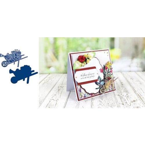 Beautiful wheelbarrow flower cutting mold scrapbook diary decoration mold imprint template DIY greeting card handmade 2021
