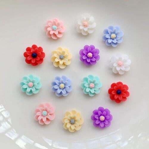 30PCS10MM Beautiful stereo flat back resin flower manicure, home decor scrapbook DIY handmade jewelry accessories to make crafts
