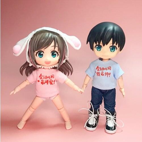 Ob11 doll clothes 1 / 12bjd doll clothes short-sleeved T-shirt shorts beauty knot pig, GSC clay head, obitsu11 doll accessories