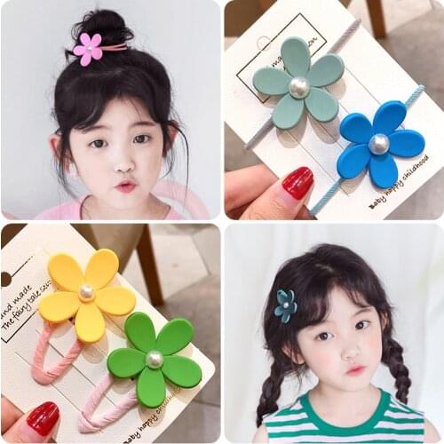 Girls Cute Candy Frosted Matte Pearl Flower Ornament Hairpins Children Lovely Headband Hair Clips Barrettes Kid Hair Accessories