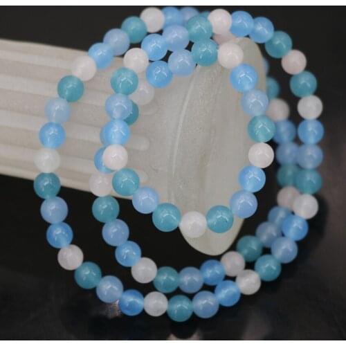 Multicolor natural stone multilayer bracelets 6mm round jades stone beads chalcedony fashion women diy jewelry 20inch B2893