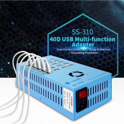 Multifunction 40 USB Ports Charger 300W 5V 60A Built In Fan Adapter for Phone iPad Samsung Tablet Battery Charging