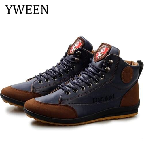 YWEEN Hot Sale Men Boots Spring Autumn Waterproof Leather Shoes Mens Ankle Boots Lace Up Man Shoes Plus Size 38-46