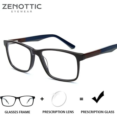 ZENOTTIC Acetate Glasses Frame Men Square Optical Eyewear Anti-blue light Photochromic Lens Hyperopia Myopia Male Eyeglasses