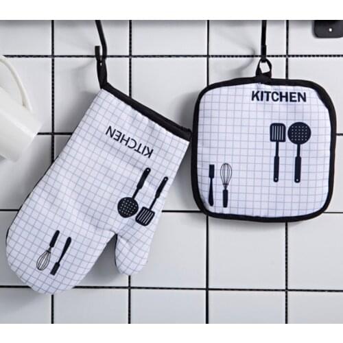 Kitchen Gloves Insulation Leopard Pattern Pad Cooking Microwave Gloves Baking BBQ Oven Potholders Oven Mitts Potholder Pad