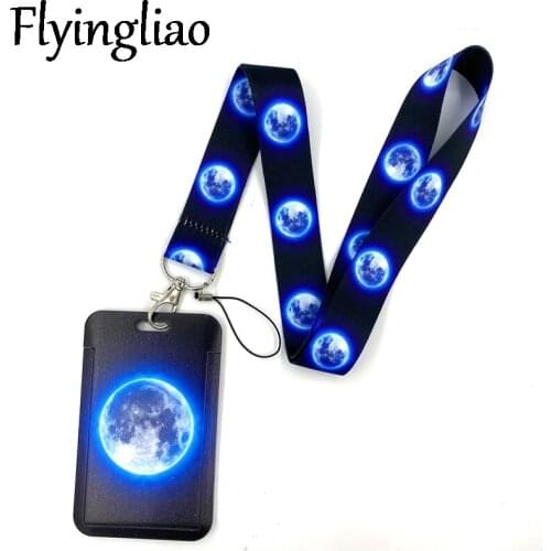 Full Moon Earth Night Sky Space Light Neck Strap Lanyard for keys lanyard card ID Holder Jewelry Decorations Key Chain Accessory