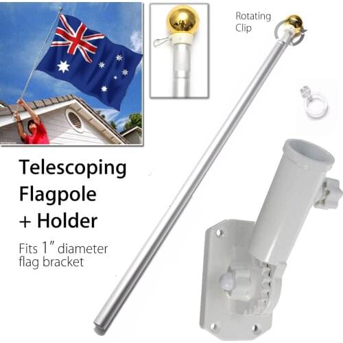 Portable Adjustable Extendable Rotating Clip and Telescopic Flag Poles Aluminum Flags Pole Handheld Telescoping Flagpole Bracket