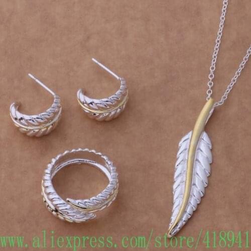 Silver Plated Jewelry Sets Earring 152 + Necklace 305 + Ring 264 /ebdamska bcfajtma AS131