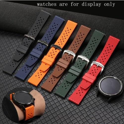 Fluororubber Watchband 20 22mm Black Red Green Strap Pin Buckle Suitable For Huawei Watch GT2 Pro Watch Chain Quick Release