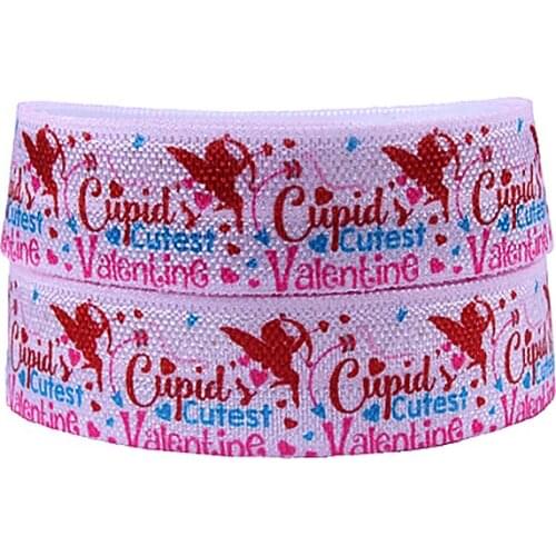Cupid printed pink Valentine fold over elastic