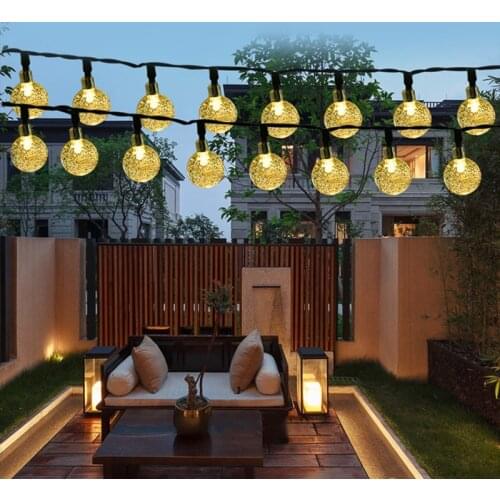 Solar Garden Lights 9.5m 50Leds Wedding Bubble Lights Flash Solar Crystal Ball String Lights Outdoor Waterproof Patio Decoration