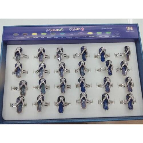 Slipper mood rings white rhinestone flower fashion jewelry 1000pcs by dhl free